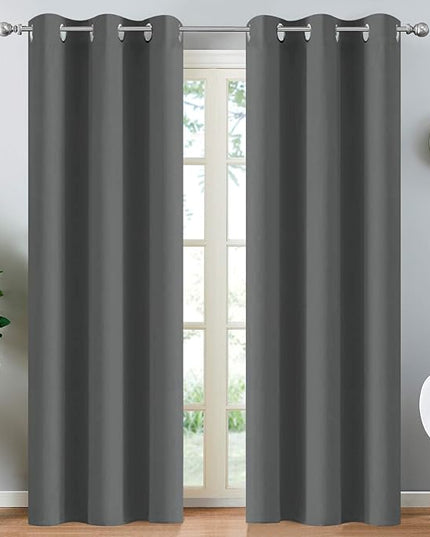 Yakamok Room Darkening Grommet Window Drapes Thermal Insulated Light Blocking Blackout Curtains for Bedroom(Dark Grey,38Wx84L,2 Panels)