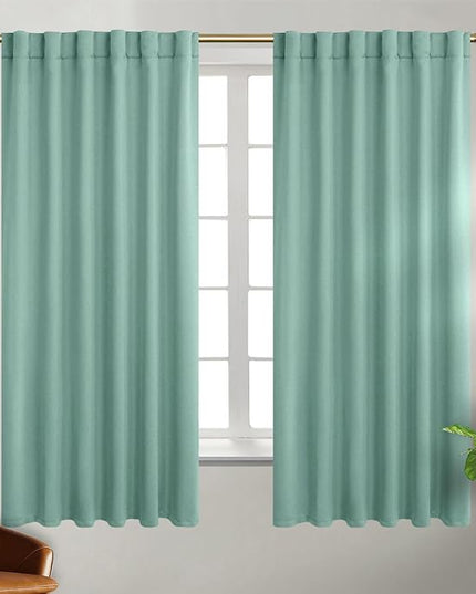 BGment Window Curtains for Bedroom - 63 Inch Rod Pocket and Back Tab Thermal Insulated Room Darkening Curtains for Living Room, 2 Curtain Panels (52 x 63 Inch, Frosty Green)