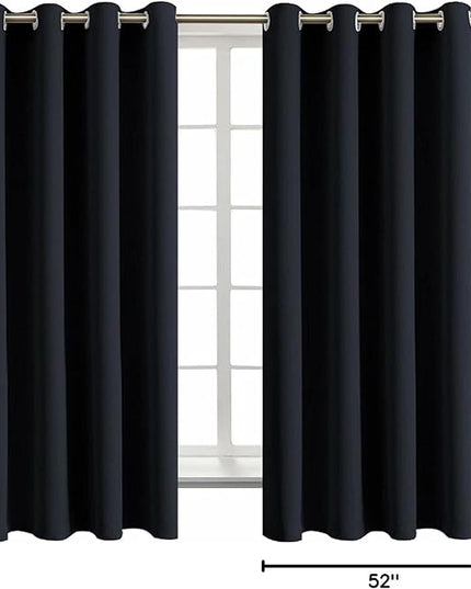 BGment Black Blackout Curtains for Bedroom - Grommet Thermal Insulated Room Darkening Block Out Curtains for Living Room, Set of 2 Panels, 52 x 63 Inch