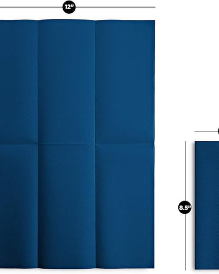 100 Linen-Feel Colored Paper Napkins - Decorative Cloth-Like Dark Blue Dinner Napkins - Soft And Absorbent. For Kitchen, Party, Wedding, Bathroom Or Any Occasion. (Pack of 100)