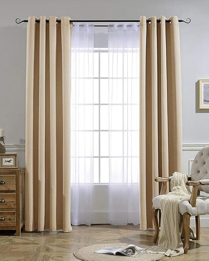 NICETOWN Biscotti Beige Blackout Curtains 84 inches Long for Bedroom - Thermal Insulated Solid Grommet Room Darkening Window Treatments Sound Reducing for Living Room (2 Panels, W52 x L84)