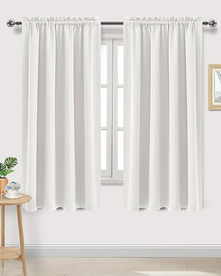 DWCN Blackout Curtains Thermal Insulated, Energy Saving & Noise Reducing Bedroom and Living Room Curtains, Ivory, W 52x L 63 Inch, Set of 2 Rod Pocket Curtain Panels