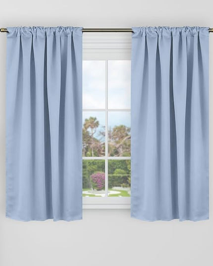 BGment 40 Inch Length Blackout Curtains for Cafe - 38 x 40 inch Short Window Curtains Rod Pocket and Back Tab Thermal Insulated Room Darkening Curtains for Kitchen Bathroom, 2 Panels, Spa Blue