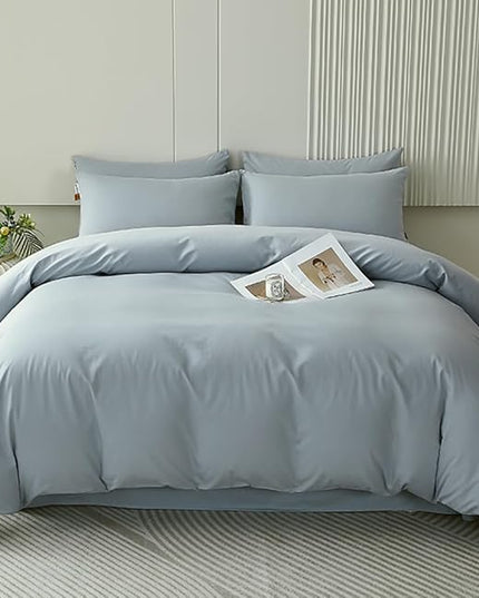 Houseri Light Blue Comforter Set - Soft, Breathable Twin Size for Boys & Girls - Dusty Blue Bedding with Greyish Blue Comforter & Quilts