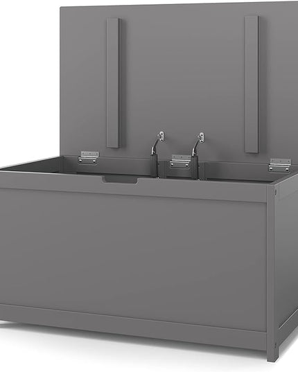 Child Craft Harmony 33” Wood Toy Box, Large Storage Chest, Plenty of Storage, 2 Safety Hinges, Standard Ventilation Hole on Back, 6 Cubic Feet of Storage (Cool Gray)