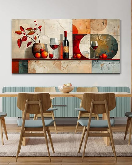 ERQINHUA Wall Art For Kitchen Wall Decor For Living Room Dining Room Decorations Wine Glass Mural Still Life Abstract Pictures Artwork bar Posters Home Decor Wall Painting Ready To Hang 20"x40"