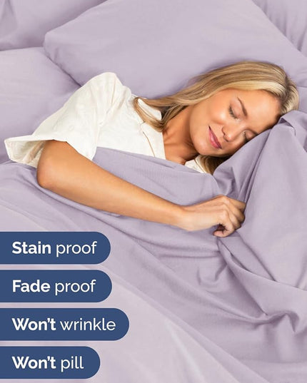 Extra Deep Twin XL Sheet Set - 4 Piece Breathable & Cooling Sheets - Hotel Luxury Bed Sheets Set - Easy Fit - Soft, Wrinkle Free & Comfy Sheets Set - Light Lavender Sheet Set with Extra Deep Pockets