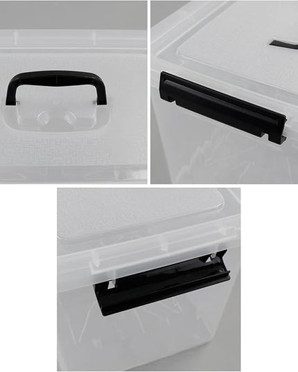 Plastic Storage Bins with Lids, 6 Pack Storage Organizer, 10 L Stackable Storage Bins with Buckle-Up Latches and Handle, Storage Totes for Home Office Pantry Organization, Clear