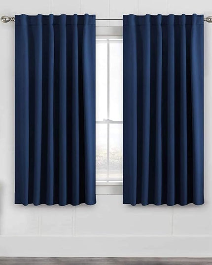H.VERSAILTEX Blackout Curtains Thermal Insulated Window Treatment Panels Room Darkening Blackout Drapes for Living Room Back Tab/Rod Pocket Bedroom Draperies, 52 x 63 Inch, Navy Blue, 2 Panels