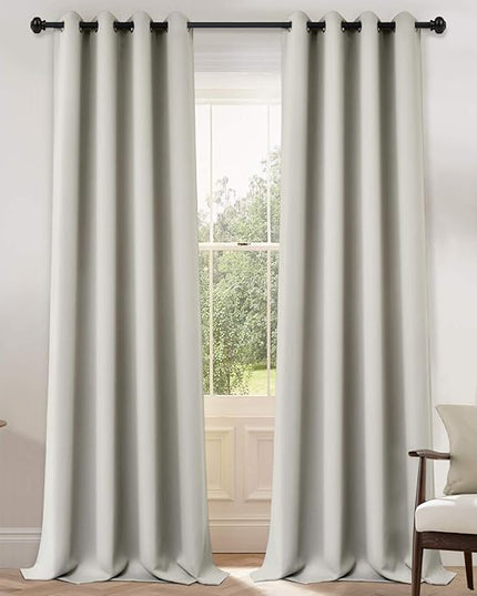 Yakamok Blackout Curtains for Bedroom,Room Darkening Thermal Insulated Grommet Top Drapes for Living Room,Light Beige,52x108 Inch, 2 Panels