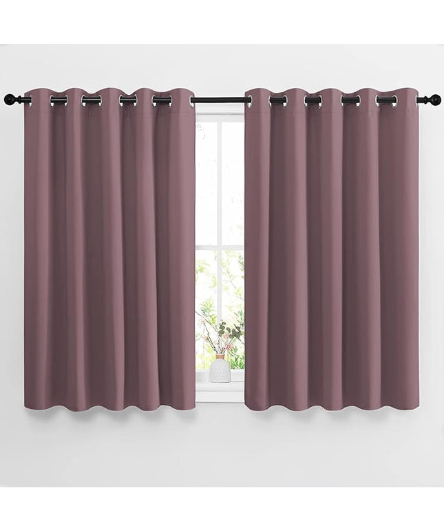 NICETOWN Bedroom Blackout Curtains & Drapes - Grommet Solid Window Treatment Thermal Insulated Noise Reducing Room Darkening Drapes for Bedroom/Home Office (2 Panels, W66 x L54, Dry Rose)