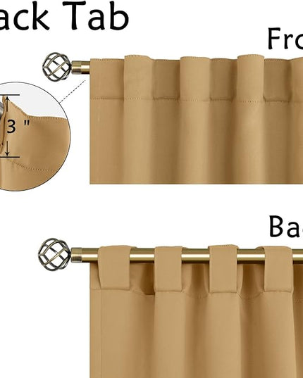 BGment Rod Pocket and Back Tab Blackout Curtains for Bedroom - Thermal Insulated Room Darkening Curtains for Living Room, 2 Window Curtain Panels (52 x 63 Inch, Khaki)