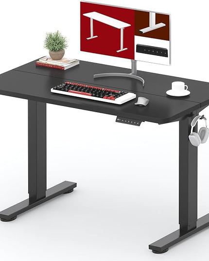 SANODESK Standing Desk Height Adjustable Electric Stand up Desk 40x24 Inches Sit Stand Home Office with Splice Board, Black Frame/Black Top