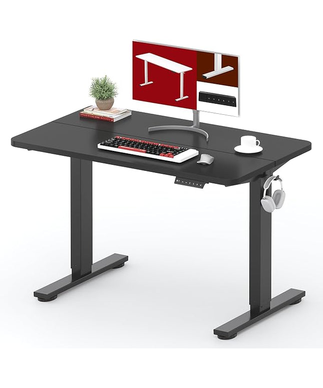 SANODESK Standing Desk Height Adjustable Electric Stand up Desk 40x24 Inches Sit Stand Home Office with Splice Board, Black Frame/Black Top