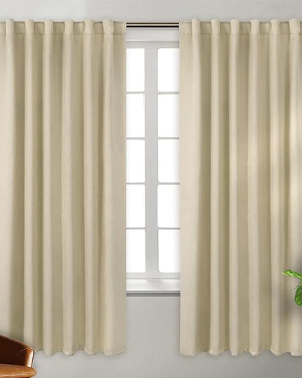 BGment Beige Blackout Curtains for Bedroom - Rod Pocket and Back Tab Thermal Insulated Room Darkening Curtains for Living Room, 2 Window Curtain Panels (52 x 72 Inch, Beige)