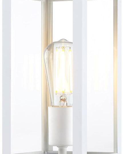 GRUENLICH Outdoor Post Lighting Fixture Pole Lantern, E26 Medium Base Max 60W, Metal Housing Plus Glass, Matte White Finish, Bulb Not Included, 1 Pack