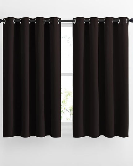 NICETOWN Blackout Curtains for Windows 54 inch Length - Solid Thermal Insulated Grommet Light Reducing Panels Window Treatment for Living Room (Toffee Brown, 2 Panels = 92" Wide)