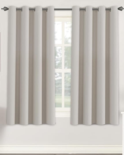 H.VERSAILTEX Premium Blackout Thermal Insulated Room Darkening Curtains for Bedroom/Living Room - Classic Grommet Top (2 Panels, Stone, 52 Inch by 63 Inch)