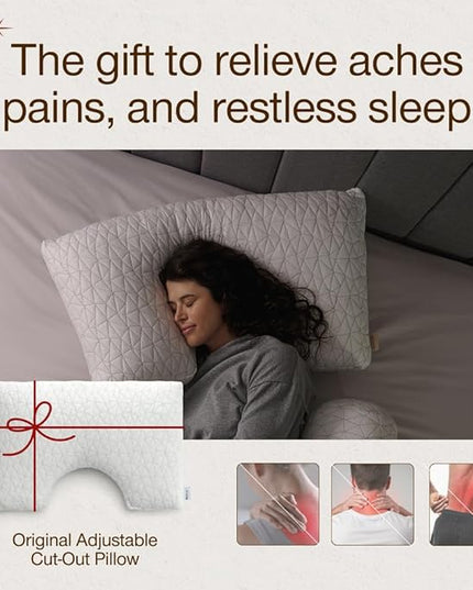 Coop Home Goods Original Cut-Out Adjustable Pillow, King Size Bed Pillows for Neck & Head Support, Memory Foam Pillows - Medium Firm for Side Sleeper, CertiPUR-US/GREENGUARD Gold