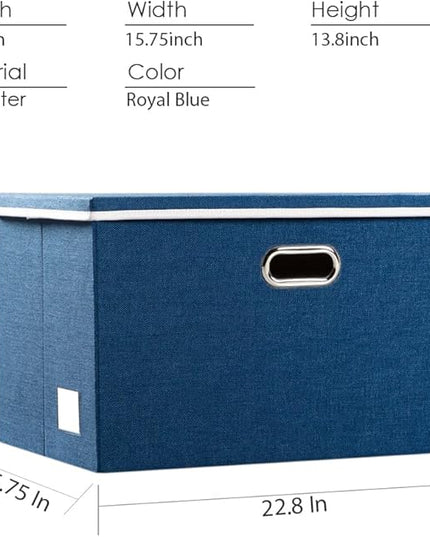 PRANDOM Extra Large Collapsible Storage Bins with Lids [3-Pack] Linen Fabric Foldable Storage Baskets Boxes Organizer Containers Cube with Cover for Bedroom Closet Office Nursery (22.8x15.75x13.8)
