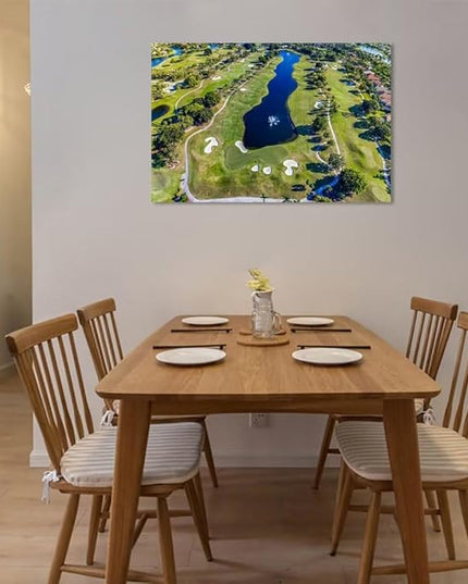 WESTON FL USA Golf Course Wall Art for Office Golf Course Picture Wall Decor for Living Room Bedroom Bathroom Home Decorations Canvas Prints Modern Artwork Framed Ready to Hang(12''H x 16''W)