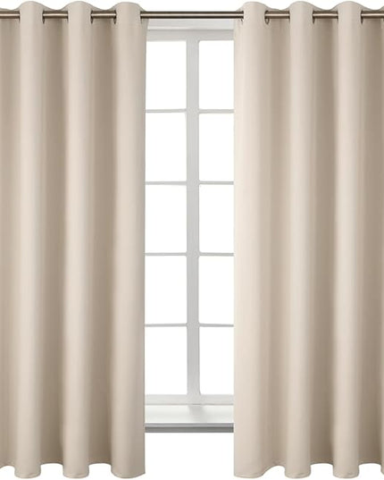 BGment Blackout Curtains - Grommet Thermal Insulated Room Darkening Bedroom and Living Room Curtains, Set of 2 Panels (46 x 63 Inch, Champagne)