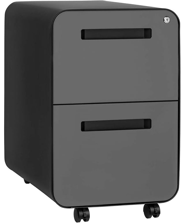 Laura Davidson Furniture Stockpile 2-Drawer Modern Mobile File Cabinet, Commercial-Grade (Black/Grey)