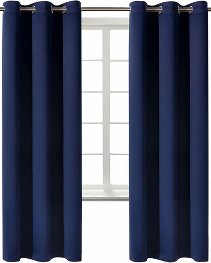 BGment Blackout Curtains for Living Room - Grommet Thermal Insulated Room Darkening Curtains for Bedroom, Set of 2 Panels (42 x 72 Inch, Navy Blue)