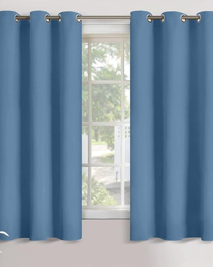 YoungsTex Denim Blue Blackout Curtains 63 Inches Long 2 Panels for Bedroom - Thermal Insulated Window Drapes with Grommet Room Darkening Privacy for Bathroom Kitchen Living Room, 42 x 63 Inch