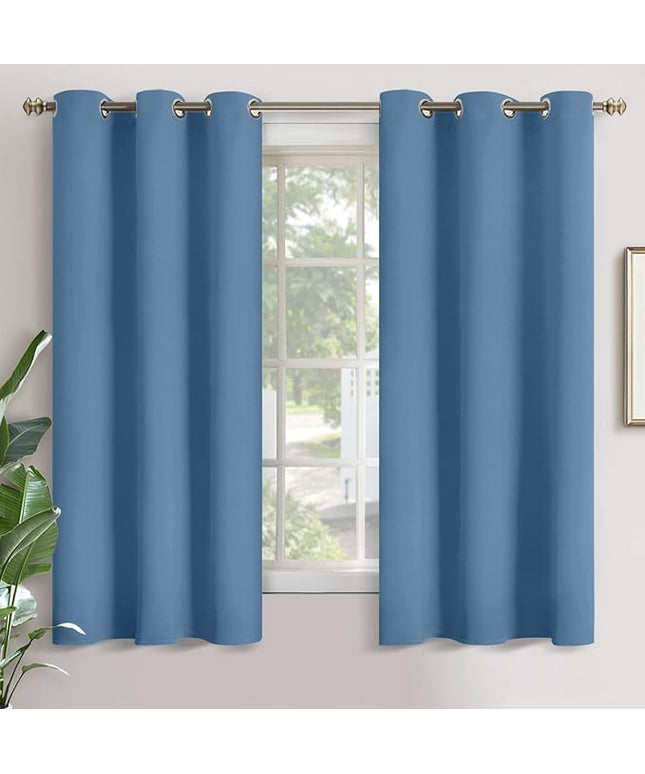 YoungsTex Denim Blue Blackout Curtains 68 Inch Length for Bedroom - Thermal Insulated Drapes with Grommet Room Darkening Window Treatments for Bedroom, 2 Panels, 42 x 68 Inch