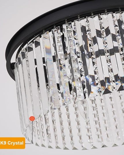 Modern Luxury Black Crystal Chandelier, 20" Small Pendant Light for Entryway, Dining Room, Foyer, Kitchen, Hallway