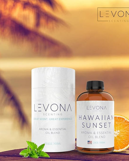 Levona Scent Essential Oils For Diffusers For Home Luxury Scents - Hawaiian Sunset Aroma Oil - Fragrance Oil With Mandarin Citrus + Dash Of Peppermint Essential Oil - 700Ml Oil Diffuser Essential Oils