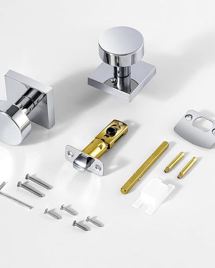 Polished Chrome Closet Door Knob, Modern Round Passage Door Handle for Hallway