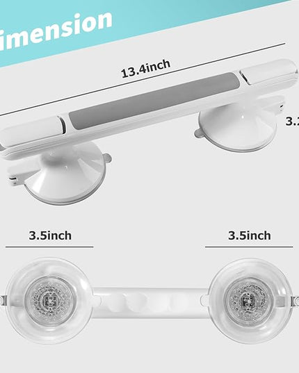 2 Pack Shower Handle, Heavy Duty Suction Cup Grab Bars Handle for Bathtubs and Showers, Bathroom Safety Bars Removable No Drilling Required for Seniors, Elderly, Handicap, 12 inch White