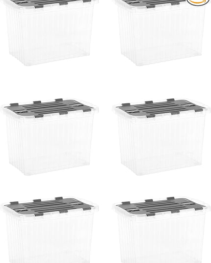 Superio 6-Pack Clear Storage Bins with Lids (15"x10"x10.25") - Stackable Plastic Containers, BPA-Free, Odor-Free, Home/Office/Dorm Organizers, 17 Quart
