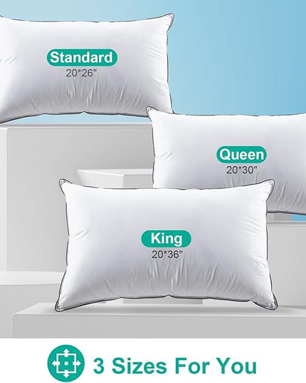 APSMILE Medium Firm Feather Down Pillows Standard Size Set of 2, Luxury Feather Pillow for Sleeping, Organic Cotton Cover Hotel Collection Bed Pillow (White, 20"x26")