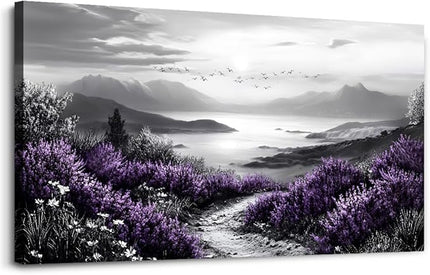 KELIYUAN Large Canvas Wall Artwork Home Decoration Painting Black And White Landscape Modern Print Painting Living Room Decor And Bedroom Office Wall Decoration Natural Scenery Mural 24 X 48 Inches