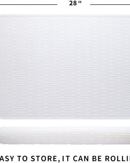 Silicone Dish Drying Mat for Multiple Usage,Easy clean,Eco-friendly,Heat-resistant Silicone Mat for Kitchen Counter or Sink,Refrigerator or Drawer Liner Translucent 3XL 28 inches x 18 inches