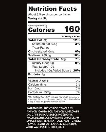Wowza Sweet Maui Onion - Healthy Snacks, Mini Rice Cakes, Sticky Rice Crunchy Snack, Low Calorie, Savory Rice Crisp - Ideal Healthy Snack for Adults & Kids, 3.5 oz Bag, 8 Pack