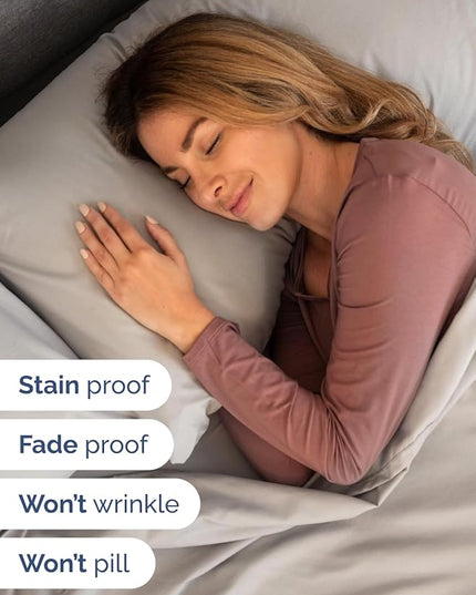 Extra Deep Queen Sheet Set - 6 Piece Breathable & Cooling Sheets - Hotel Luxury Bed Sheets Set - Easy & Secure Fit - Soft, Wrinkle Free & Comfy Sheets Set - Light Grey Sheet Set w/Extra Deep Pockets