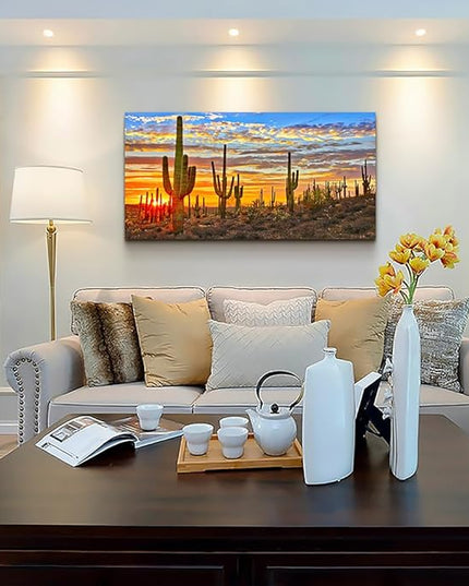 Lapremoly Canvas Wall Art For Living Room farmhouse Wall Decor For Bedroom Office Decor Cactus Landscape Wall Paintings Pictures Framed Ready To Hang Home Decor Prints Posters Artwork 20X40 inch