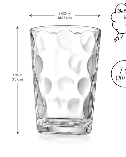 Home Essentials Drinking Glasses Set of 10 Juice Glass Cups, 7 oz Glassware, Inner Circular Lensed Small Glasses. Ideal for Juice, Milk, Water; Dishwasher Safe.