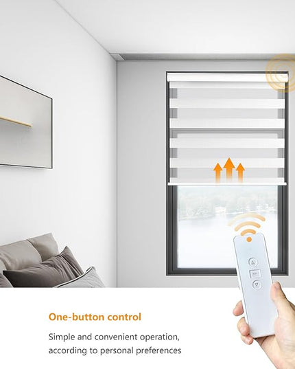 Motorized Zebra Blinds Rechargeable with Remote Blackout Cordless Zebra Shade Smart Electric Curtains for Windows and Privacy Light Filtering Roller Shades, 30" W x 72" H White