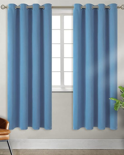 BGment Blackout Curtains for Bedroom - Grommet Thermal Insulated Room Darkening Curtains for Living Room, Set of 2 Panels, Each 46 x 72 Inch, Faded Denim