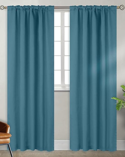 BGment Window Curtains for Bedroom - 84 Inch Rod Pocket and Back Tab Thermal Insulated Room Darkening Curtains for Living Room, 2 Curtain Panels (42 x 84 Inch, Steel Blue)
