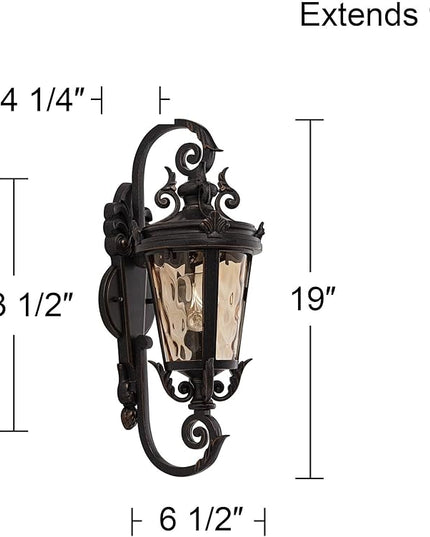 John Timberland Casa Marseille European Vintage Outdoor Wall Light Bronze French Vintage Sconce Fixture Decor for Exterior House Porch Patio Outside Deck Garage Yard Front Door Garden Home