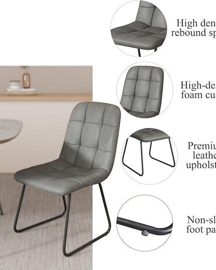 55.1'' Dining Table Set for 4,Modern Wood Dining Table,Leather Dining Chairs 4,Table and Chairs Set of 4,Ideal for Kitchen Dining Room (Cat Scratch Table + 4 U-Shaped Gray Chairs, 55.1")