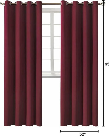 BGment Blackout Curtains for Living Room - Grommet Thermal Insulated Room Darkening Curtains for Bedroom, 2 Panels of 52 x 95 Inch, Burgundy