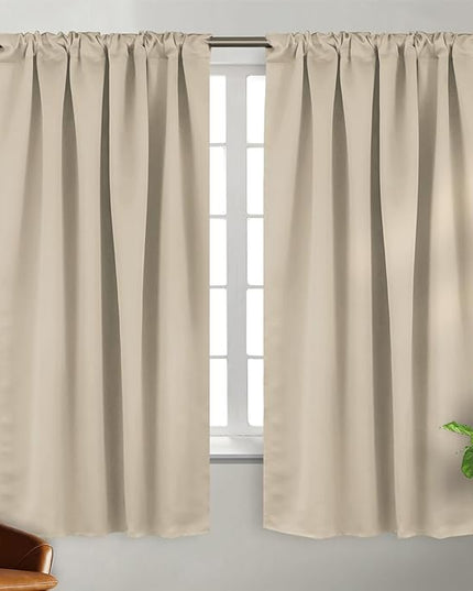 BGment Champagne Blackout Curtains 63 Inch Length for Bedroom - Rod Pocket and Back Tab Thermal Insulated Room Darkening Curtains for Living Room, 2 Window Curtains, 42 x 63 Inch, Champagne