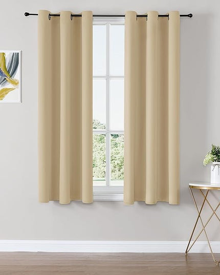 ChrisDowa Blackout Curtains 54 inches Long for Bedroom - 2 Panels Set Grommet Thermal Insulated Room Darkening Curtains for Living Room (Biscotti Beige, 38 x 54 Inch)